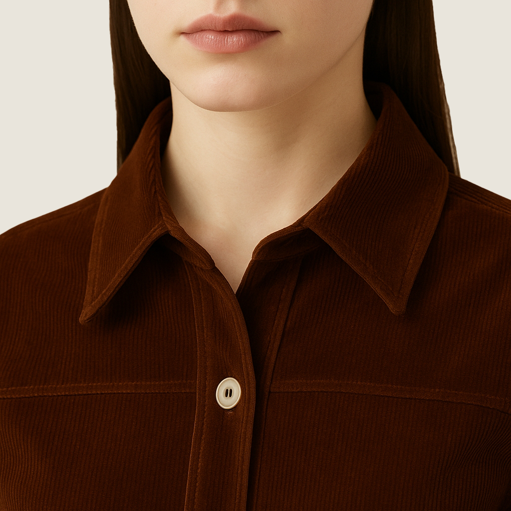 Women's Corduroy Button Front Collared Belted Shirt Jacket A10166