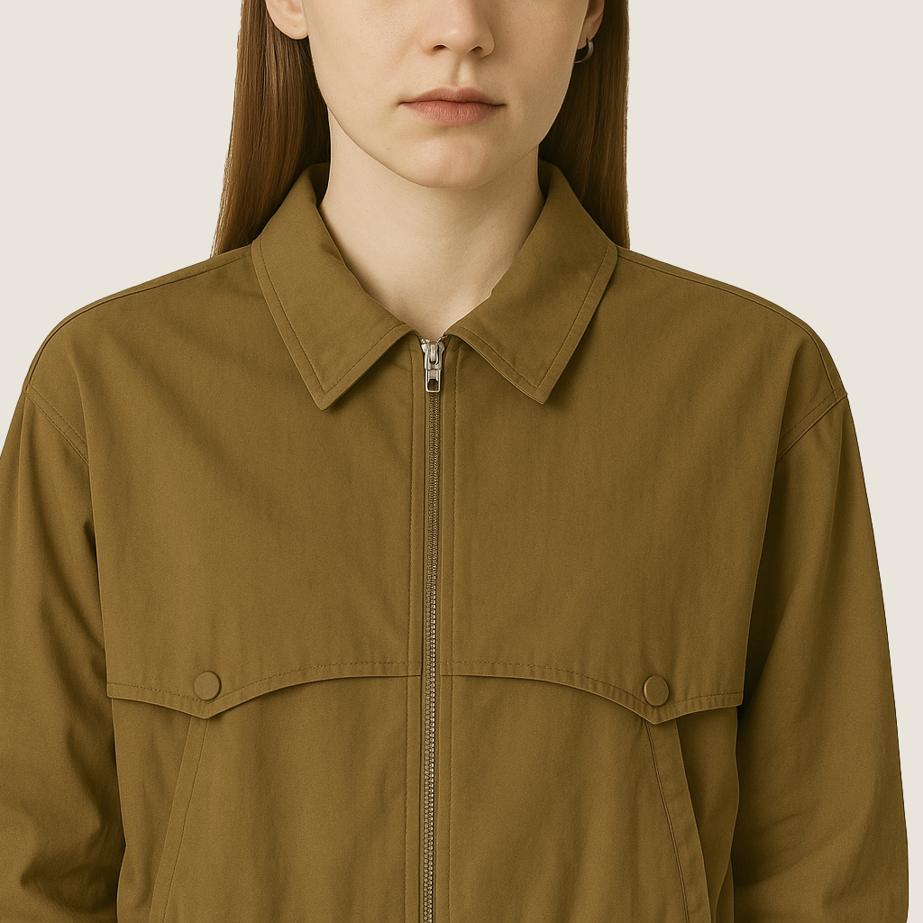 Women's Cropped Zip-Up Jacket with Collar A10178