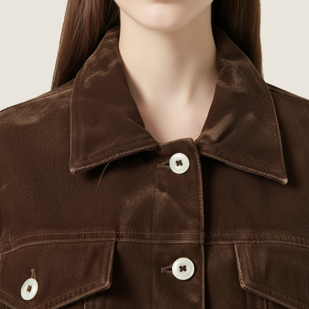 Women's Retro Casual Corduroy Button-Front Trucker Jacket A10232
