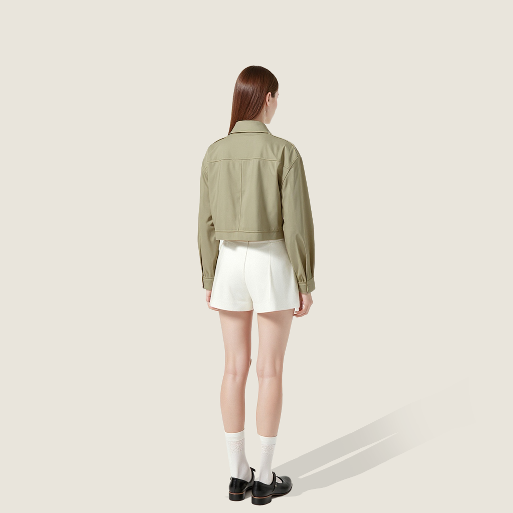 Women's Cropped Zip-Up Jacket with Pockets A10265
