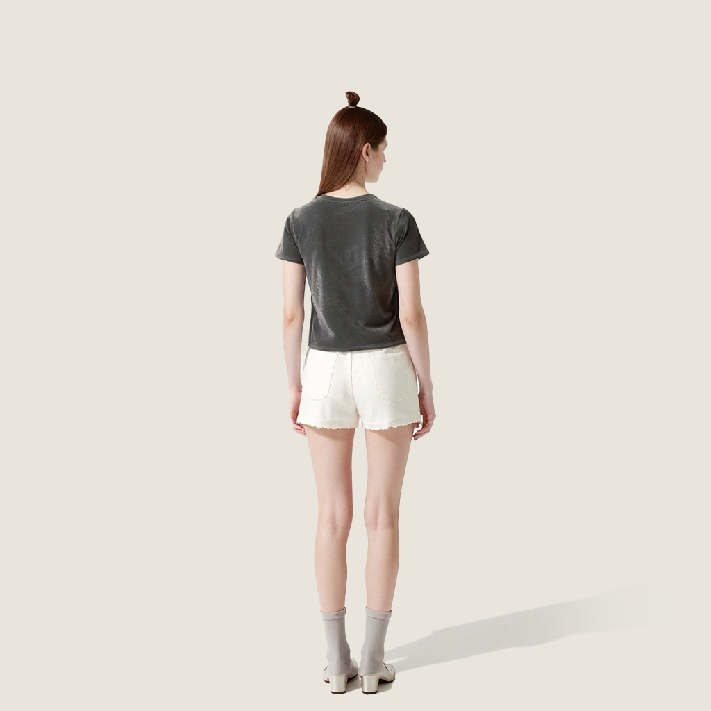 Women's Velvet Short-Sleeve T-Shirt with Cute Bear Graphic A10267