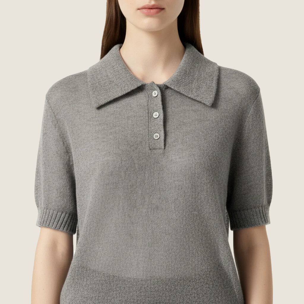 Women's Soft Collared Short Sleeve Knit Polo Shirt A10271