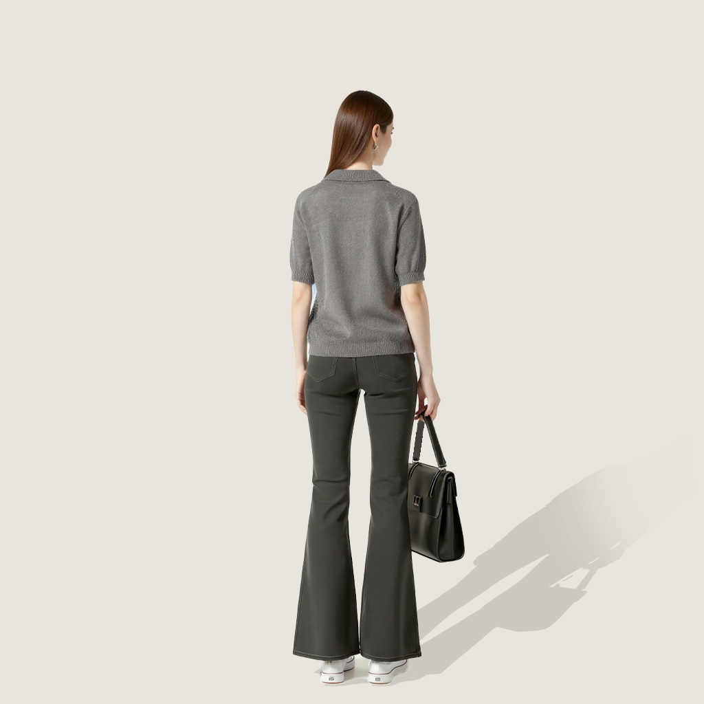 Women's Soft Collared Short Sleeve Knit Polo Shirt A10271