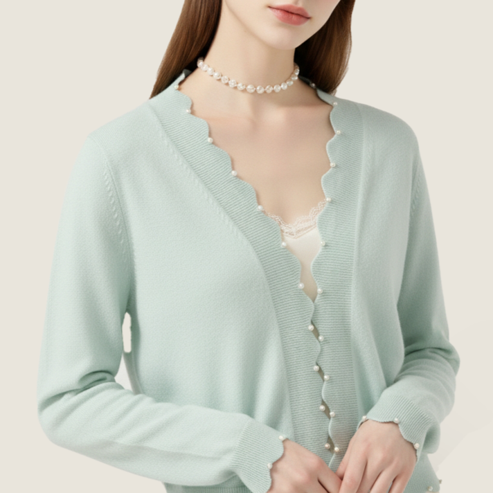 Pearl-Detail Cashmere Cardigan A10395