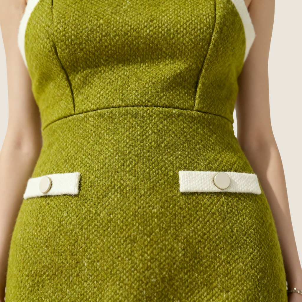 Button Up Tweed Woven Two-Piece Set A10302