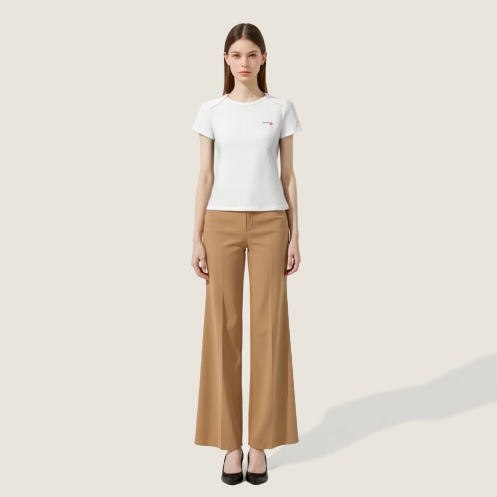 Women's Basic Fitted Crop Tee 3D Cut Clean Casual Style A10009