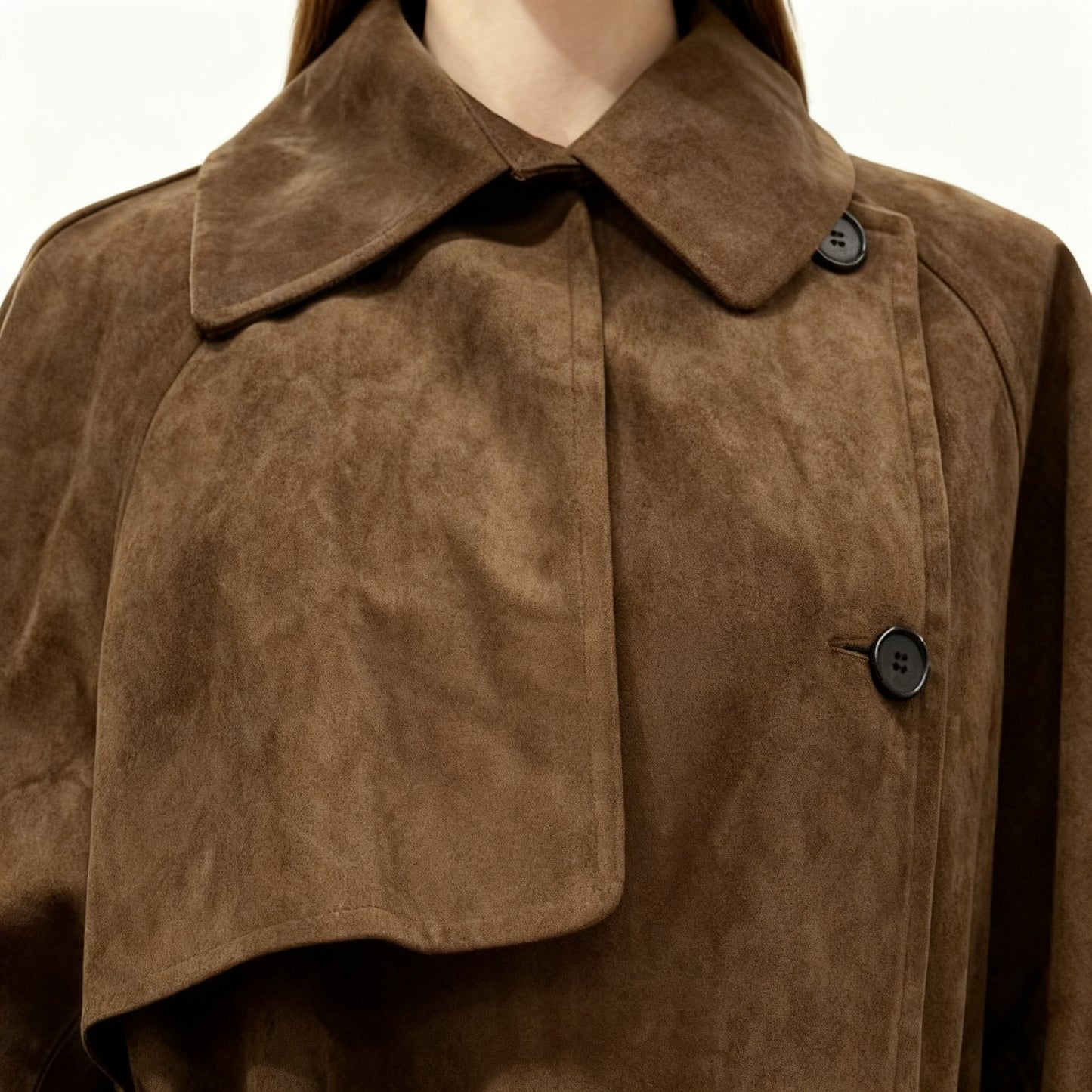 Double-Breasted Suede Coat A10420