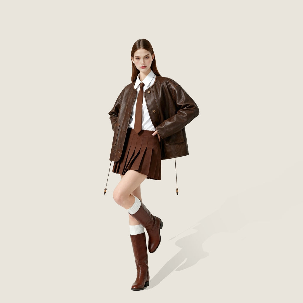 Lambskin Crew-Neck Jacket A10416
