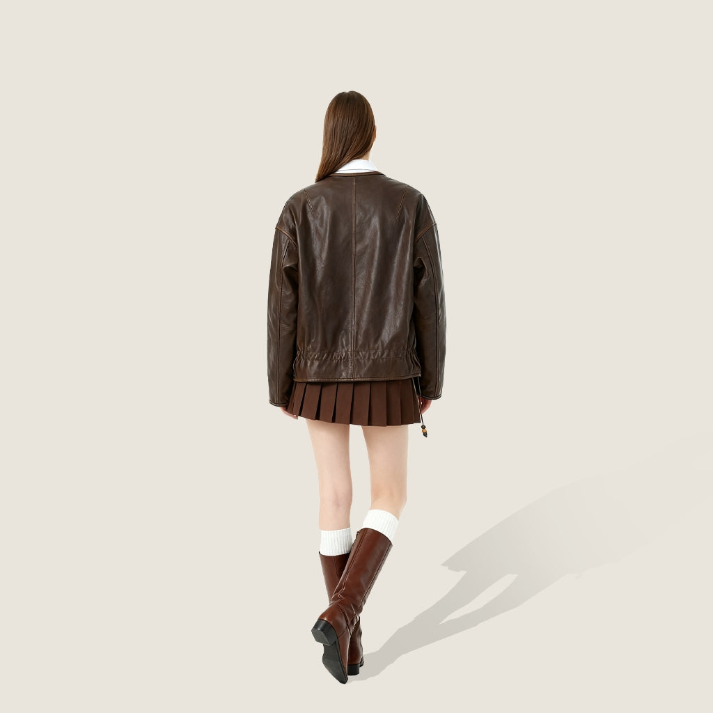 Lambskin Crew-Neck Jacket A10416