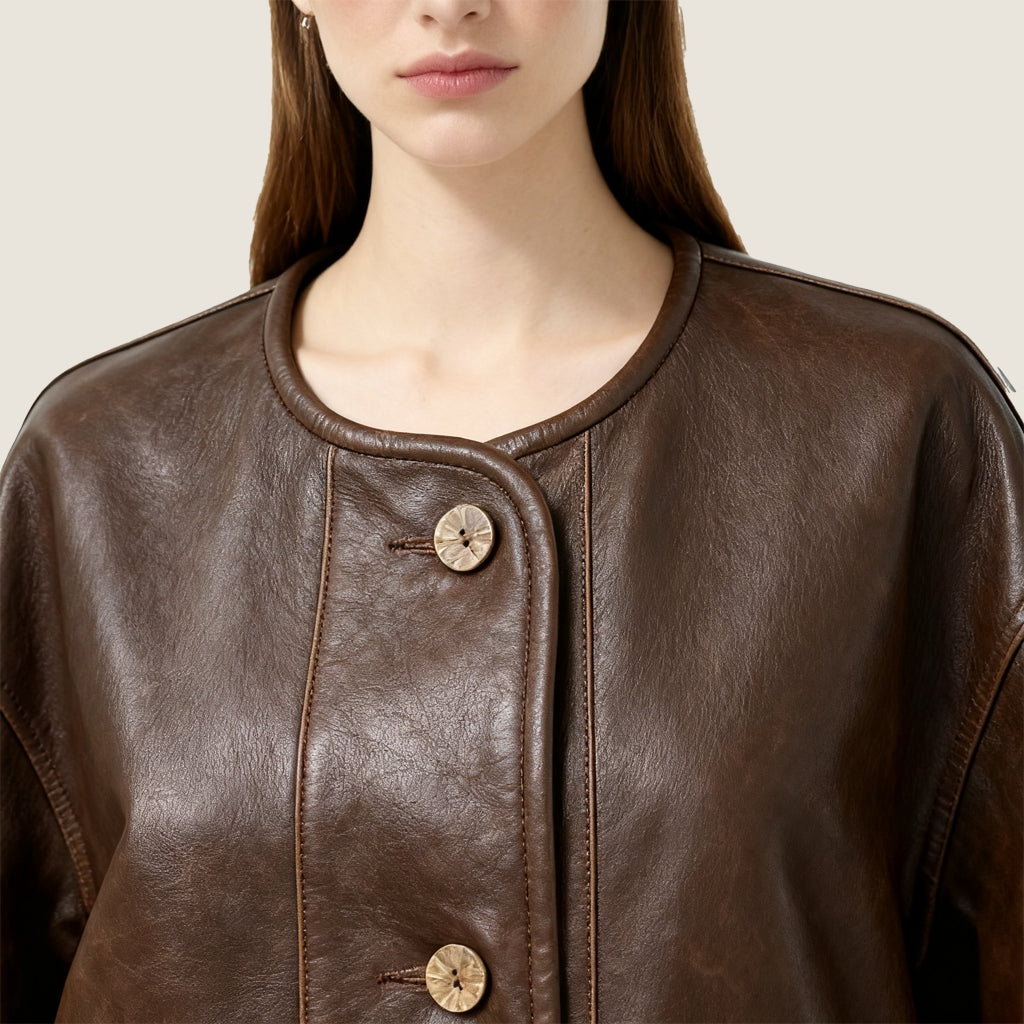 Lambskin Crew-Neck Jacket A10416