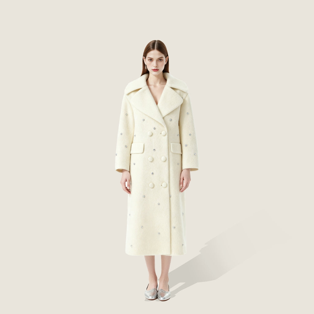 Embellished Wool Double-Breasted Coat A10388