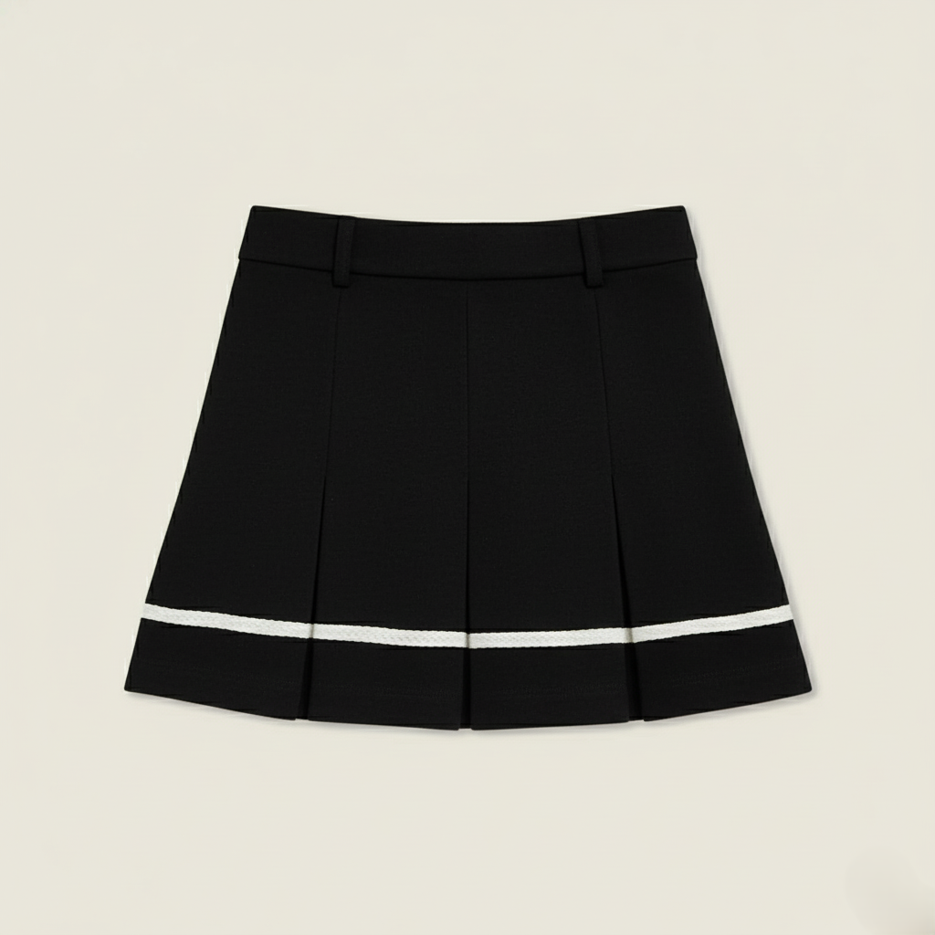 Women's Stylish A Line Mini Skirt with Color Block and Rolled Edges A10075