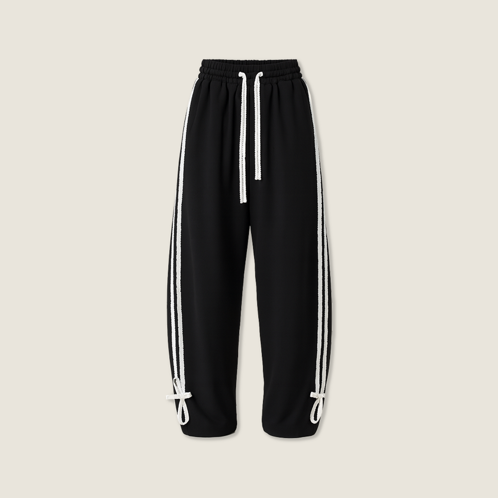 Women's Drawstring Sweatpants with Side Stripes and Tie Cuffs-Trendy Casual Joggers A10080
