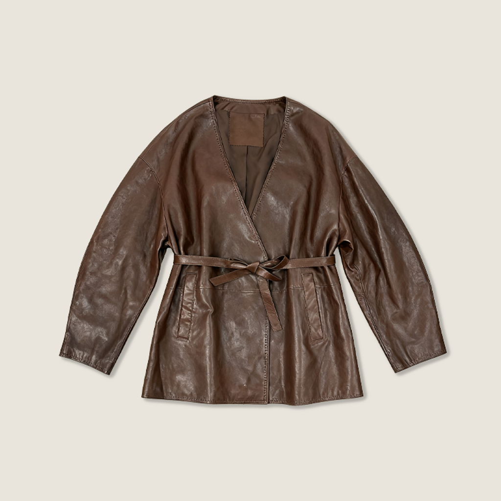 Lambskin Wrap Belt Jacket A10425