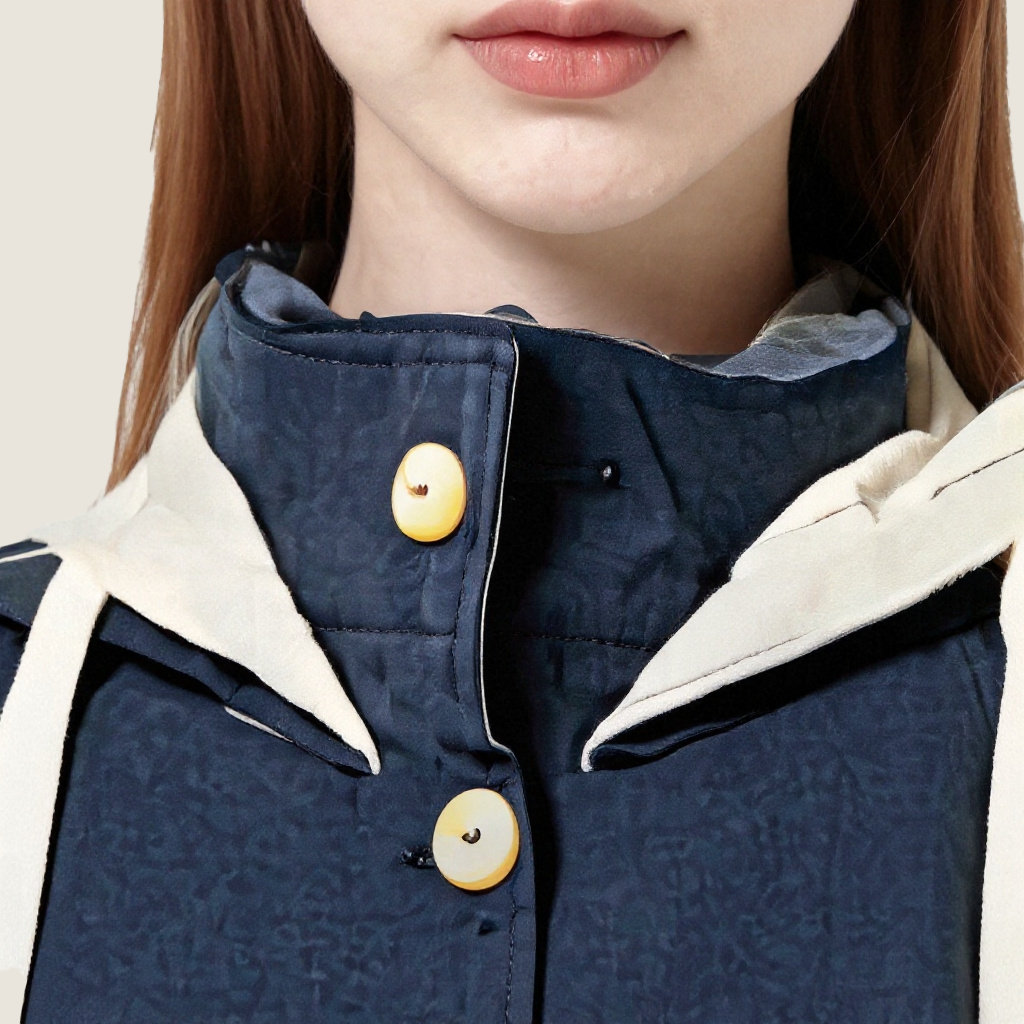 Women's Hooded Trench Coat-Trendy Button-Up Mid-Length Outerwear with Contrast Lining A10207