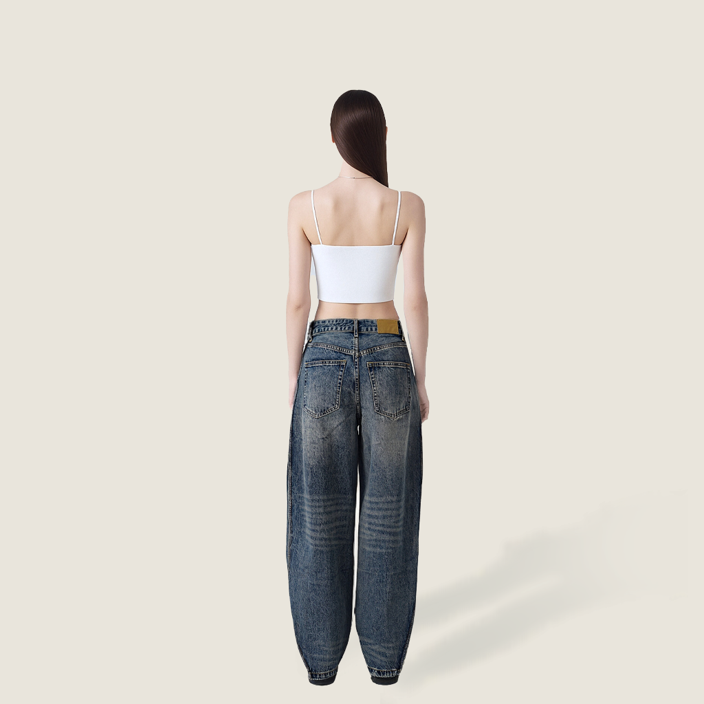 Women's High Waist intage Washed Loose Fit Wide Leg Jeans A10227
