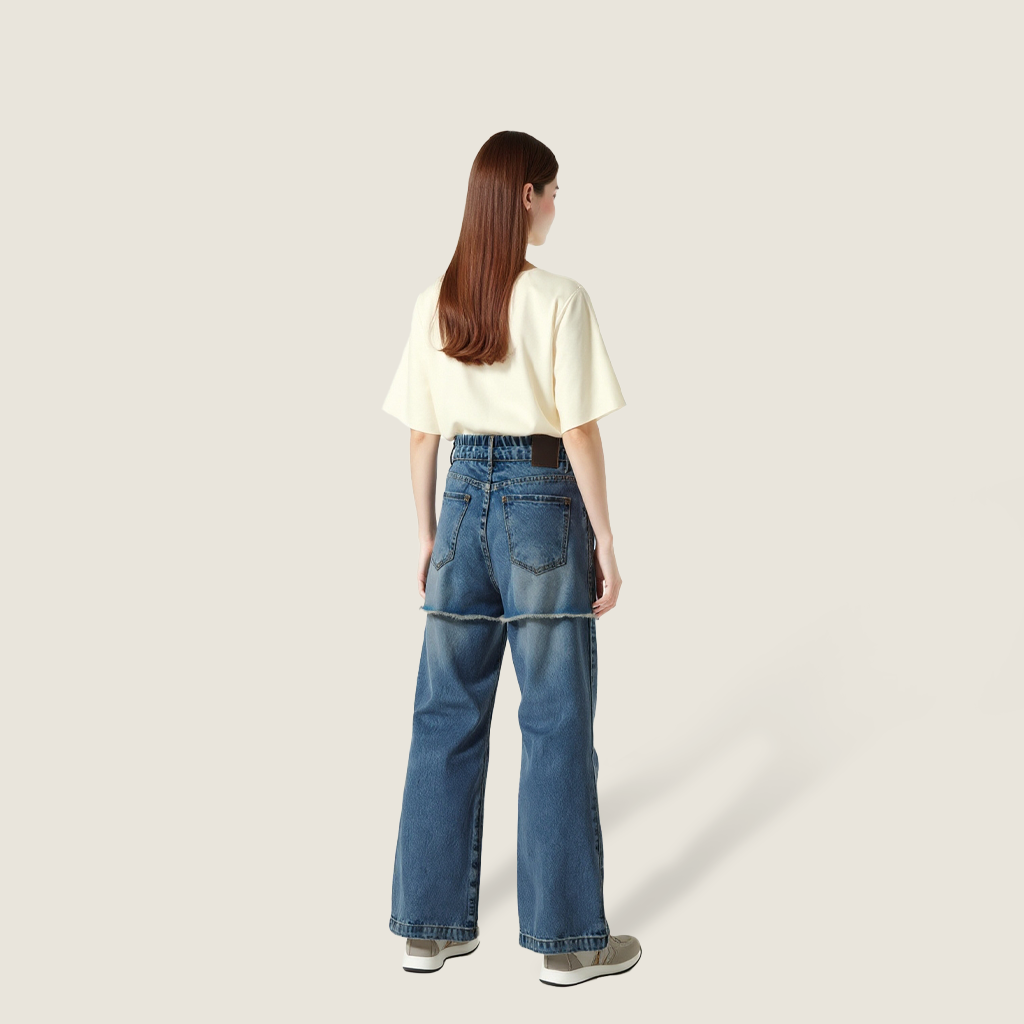 Deconstructed Denim Wide-Leg Jeans A10172