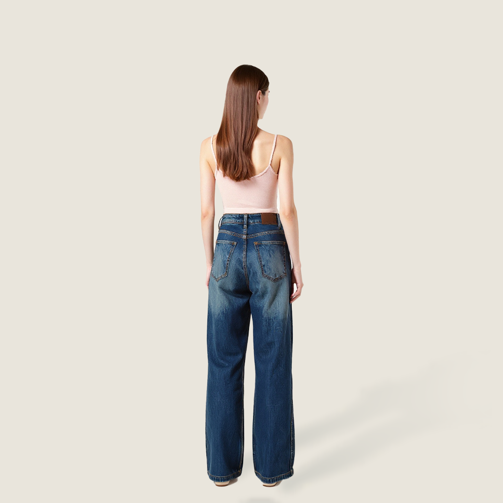 Drawstring Wide-Leg Jeans A10189