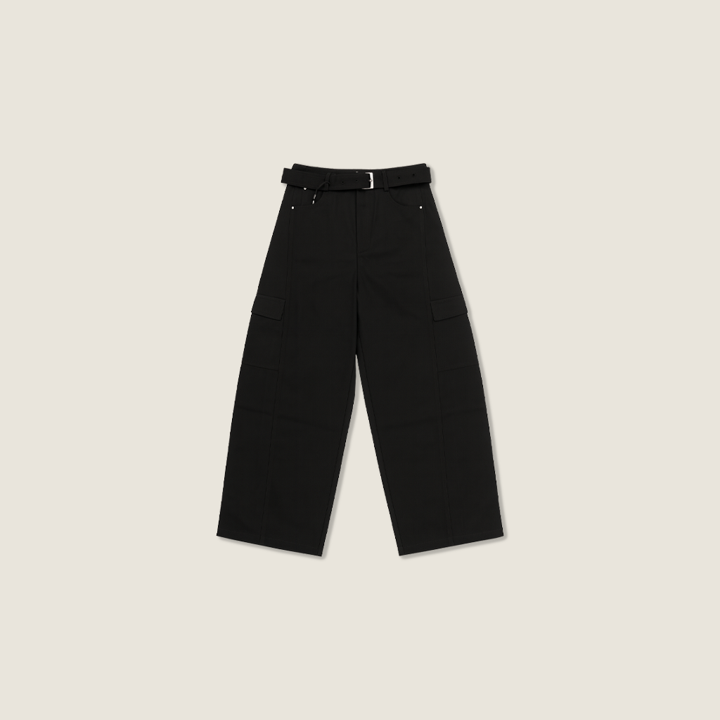 Women's High-Waisted Belted Cargo Pants-Trendy Utility Style with Wide Leg A10187