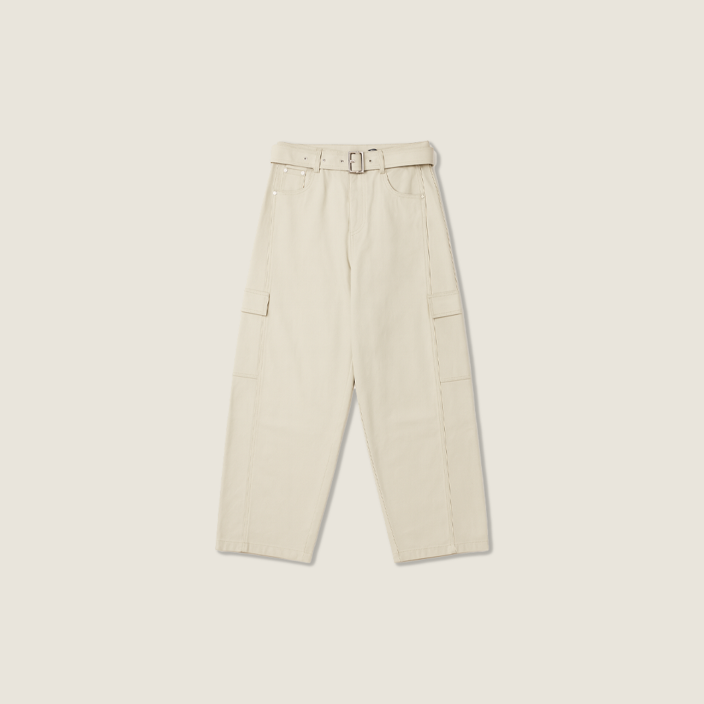 Women's High-Waisted Belted Cargo Pants-Trendy Utility Style with Wide Leg A10187