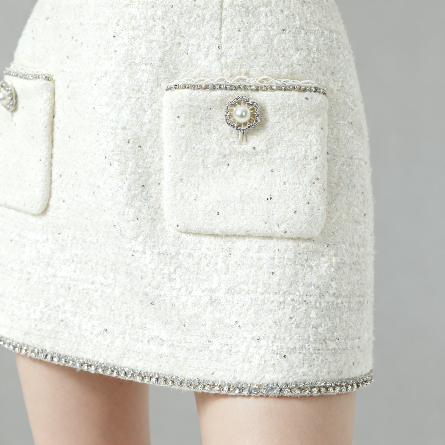 Embellished Wool-Cotton Mini Skirt A10446