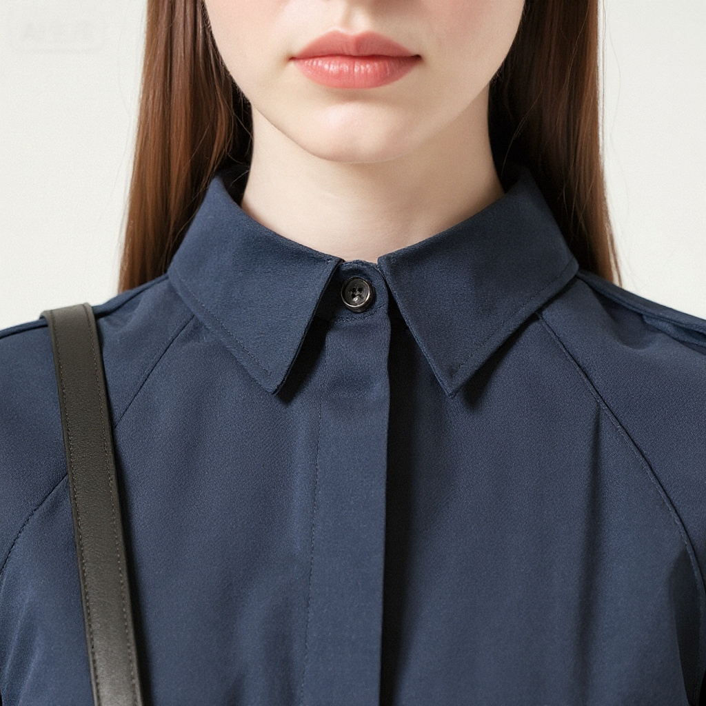 Women's Solid Color Minimalist Turn Down Collar Long Sleeves Shirt A10162