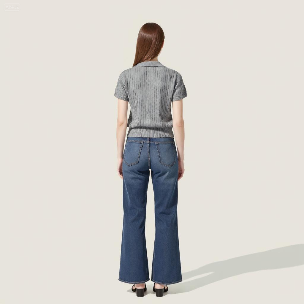 Cable-Knit Polo Top A10033