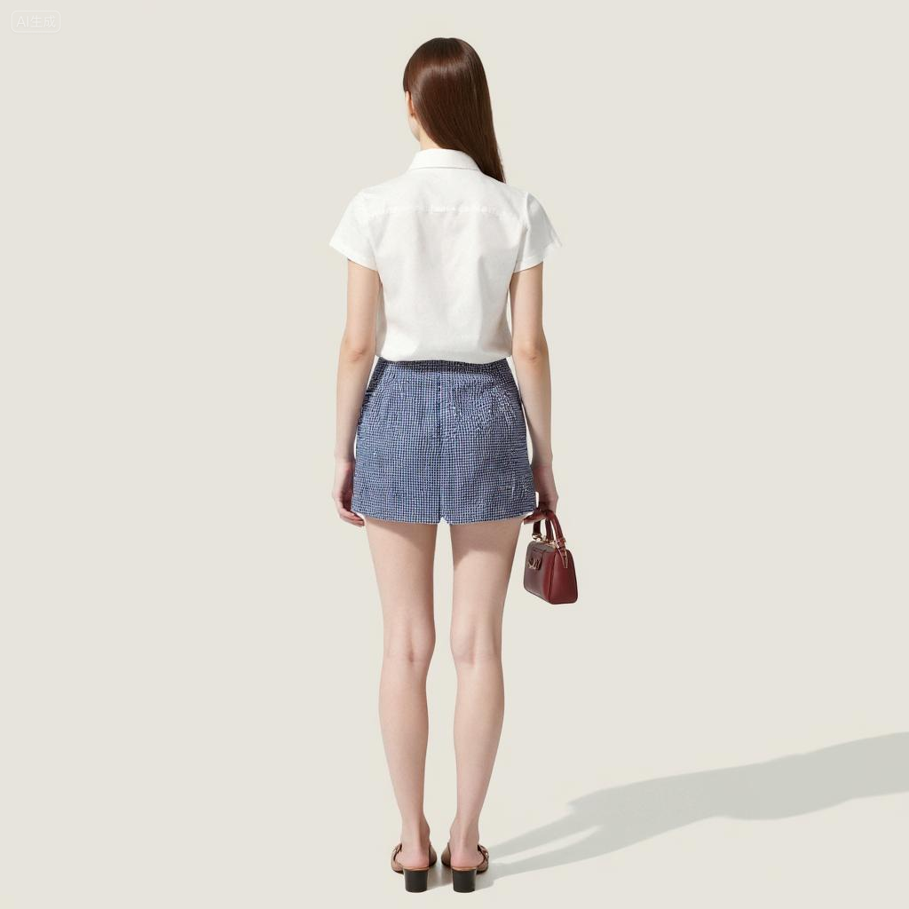 Women's Preppy Style Checkered Mini Skirt with Slim Fit A10074