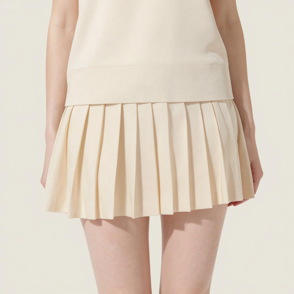 Contrast Waistband Wool Blend Pleated Mini Skirt A10051