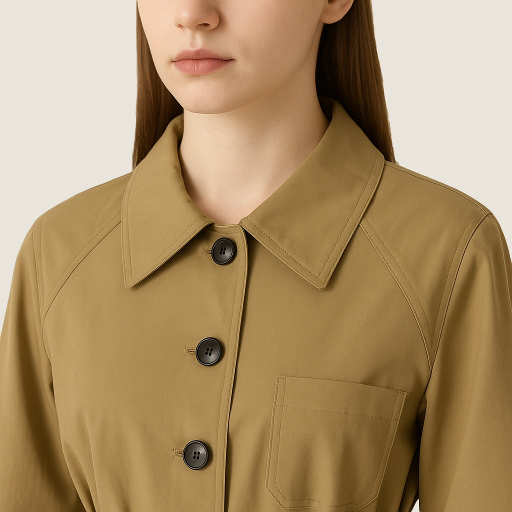 Women's Belted Trench Coat-Trendy Single-Breasted Lapel Mid Length Outerwear A10165