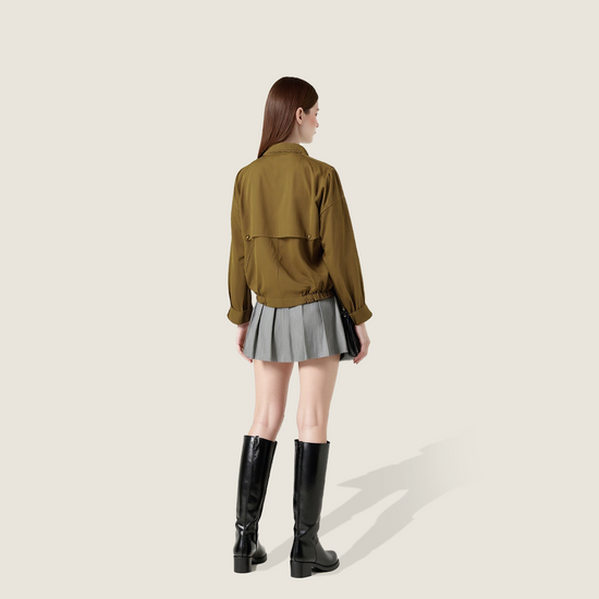Women's Cropped Zip-Up Jacket with Collar A10178