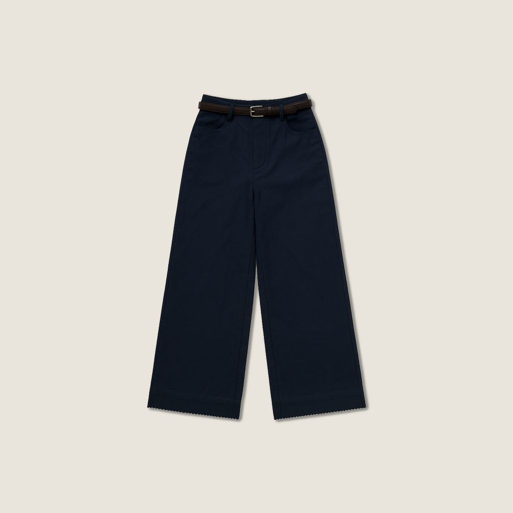 Women's Casual Wide-Leg Pants with Belt A10182