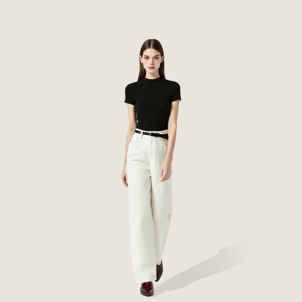 Women's Casual Wide-Leg Pants with Belt A10182