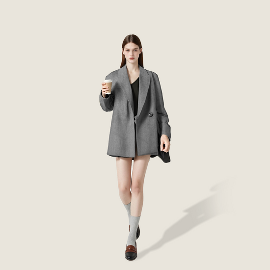 Women's Asymmetric Lapel Stylish Single-Button Blazer A10222