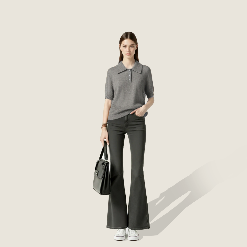 Women's Soft Collared Short Sleeve Knit Polo Shirt A10271