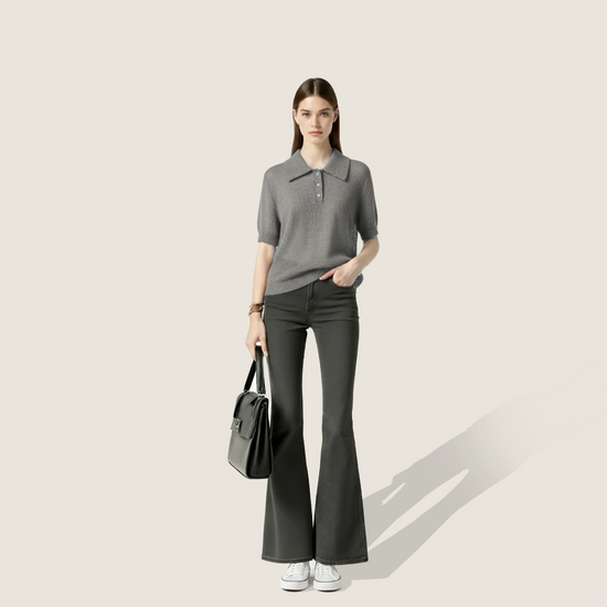 Women's Soft Collared Short Sleeve Knit Polo Shirt A10271