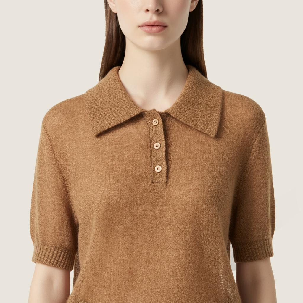 Women's Soft Collared Short Sleeve Knit Polo Shirt A10271