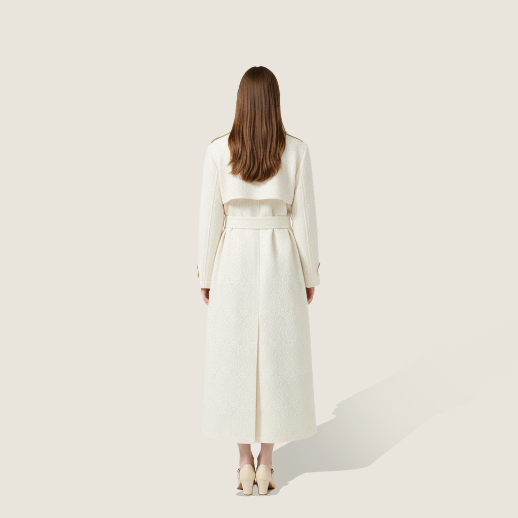 Jacquard Lace Trench Coat A10392