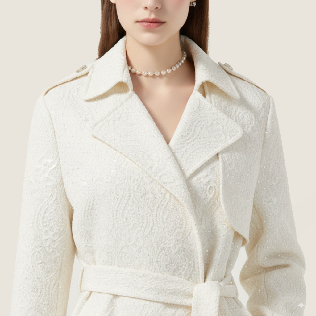 Jacquard Lace Trench Coat A10392