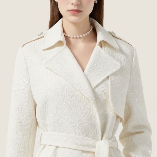 Jacquard Lace Trench Coat A10392