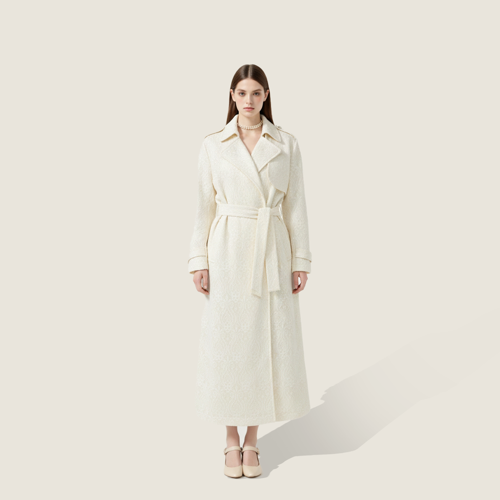 Jacquard Lace Trench Coat A10392