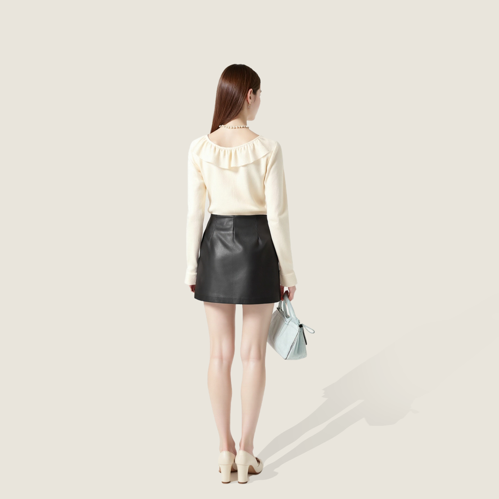 Women's Lambskin Leather Bodycon Skirt A10397