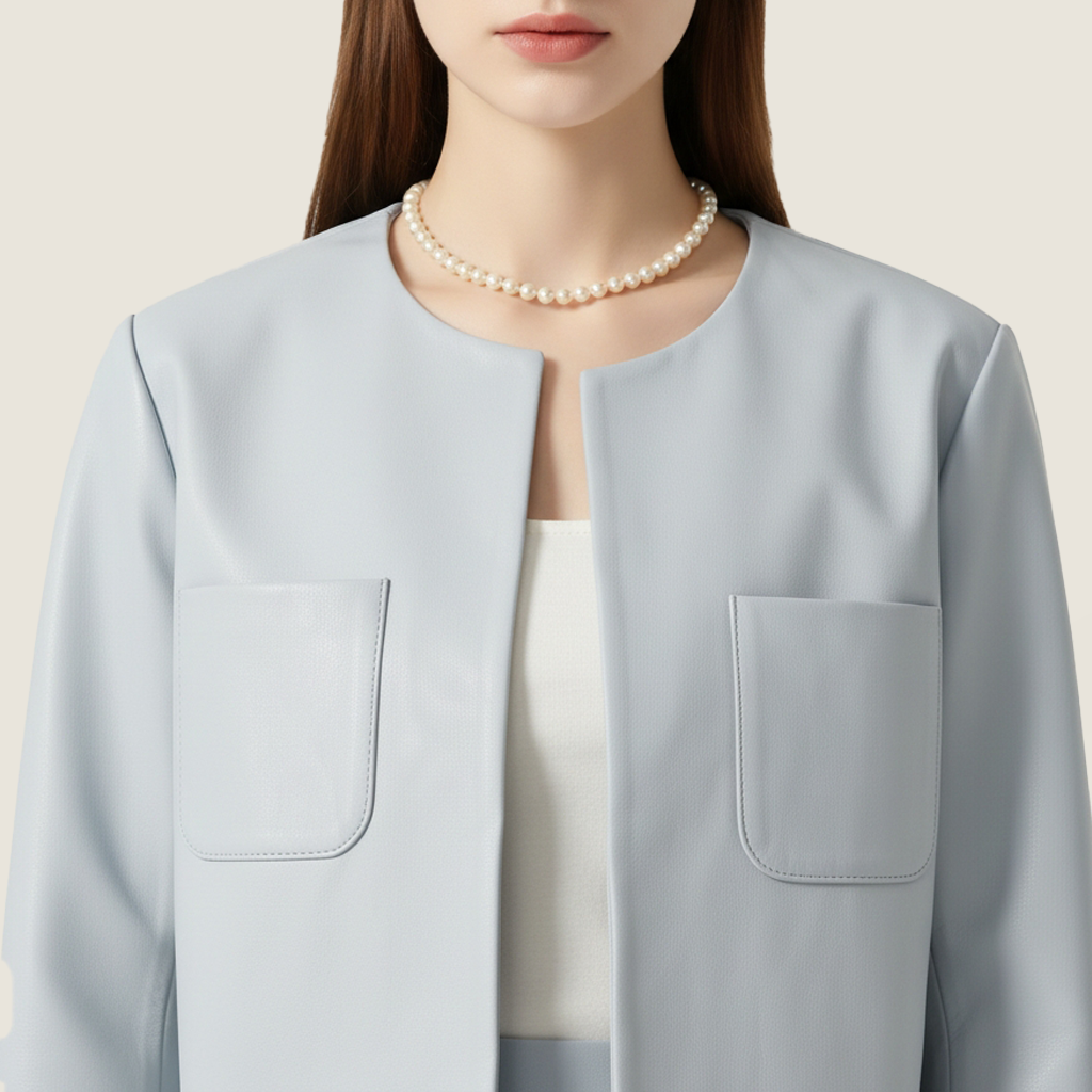 Cropped Lambskin Leather Coat A10398