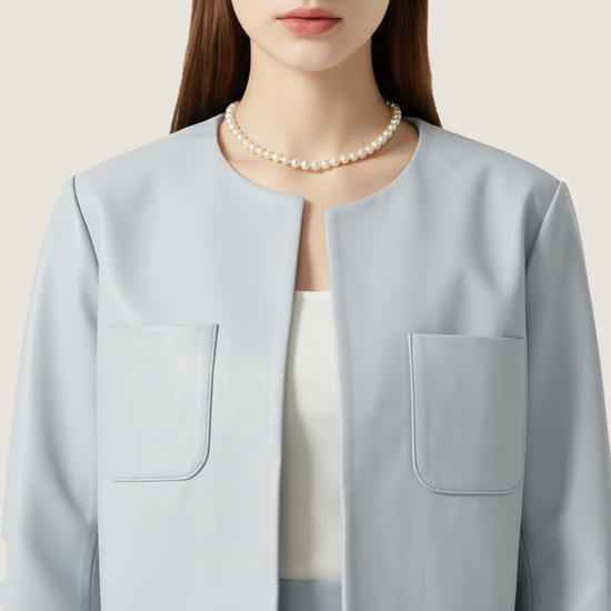 Cropped Lambskin Leather Coat A10398