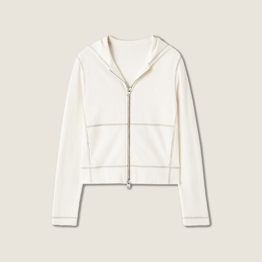 Zip-Up Contrast Stitch Casual Sportswear Two-Piece Set A10223