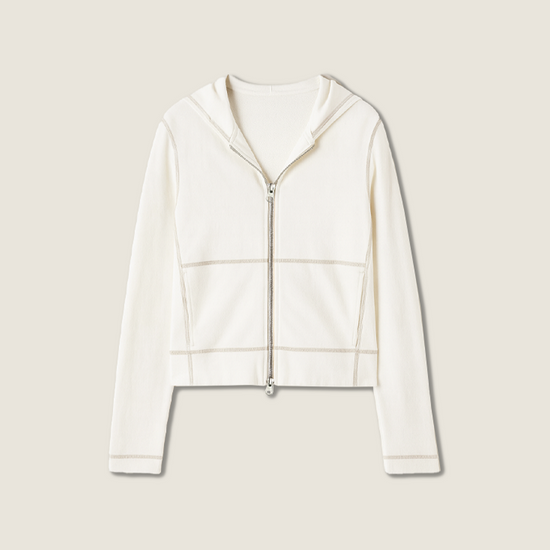 Zip-Up Contrast Stitch Casual Sportswear Two-Piece Set A10223