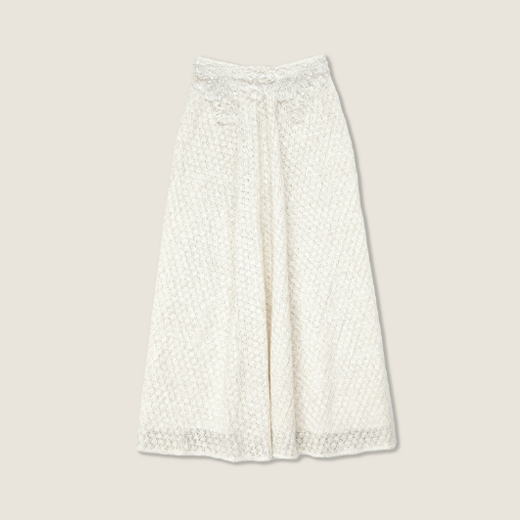 Crochet Skirt with Pearl Embroidery A10403
