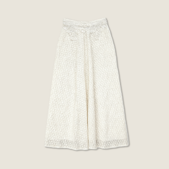 Crochet Skirt with Pearl Embroidery A10403