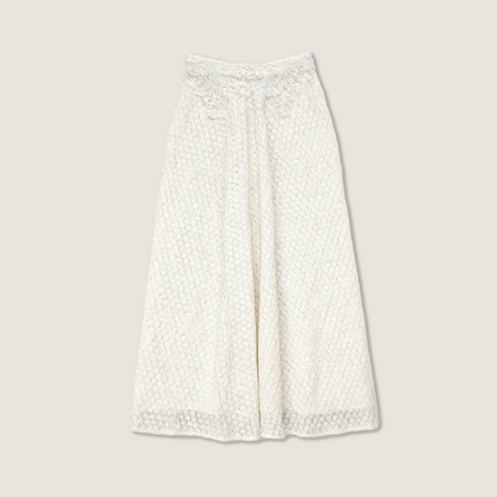 Crochet Skirt with Pearl Embroidery A10403