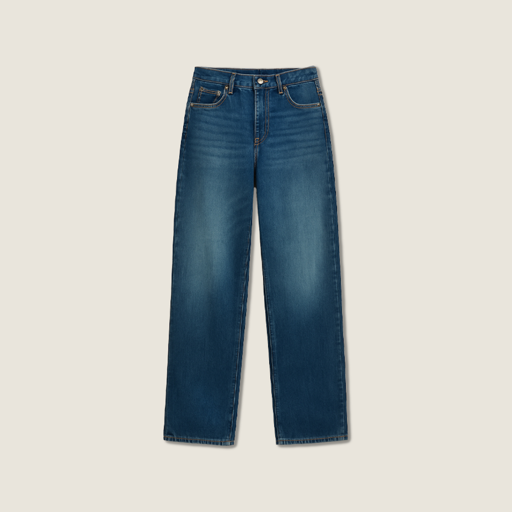 Women's Vintage Wash High-Waisted Straight Leg Jeans A10262
